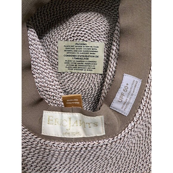 Eric Javits Hampton Squishee Natural Wide Brim Sun Hat Packable 50+ UPF - Picture 7 of 7